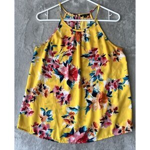 PAPERMOON Blouse top Women Size M Floral StitchFix yellow sleeveless